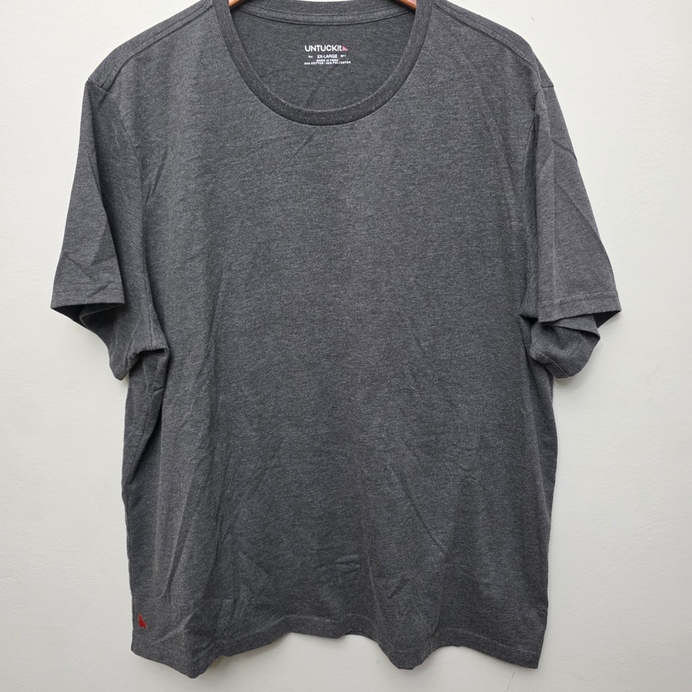 UNTUCKit Men's XX-Large Gray Crew Neck Short Sleeve T-Shirt Cotton Polyester